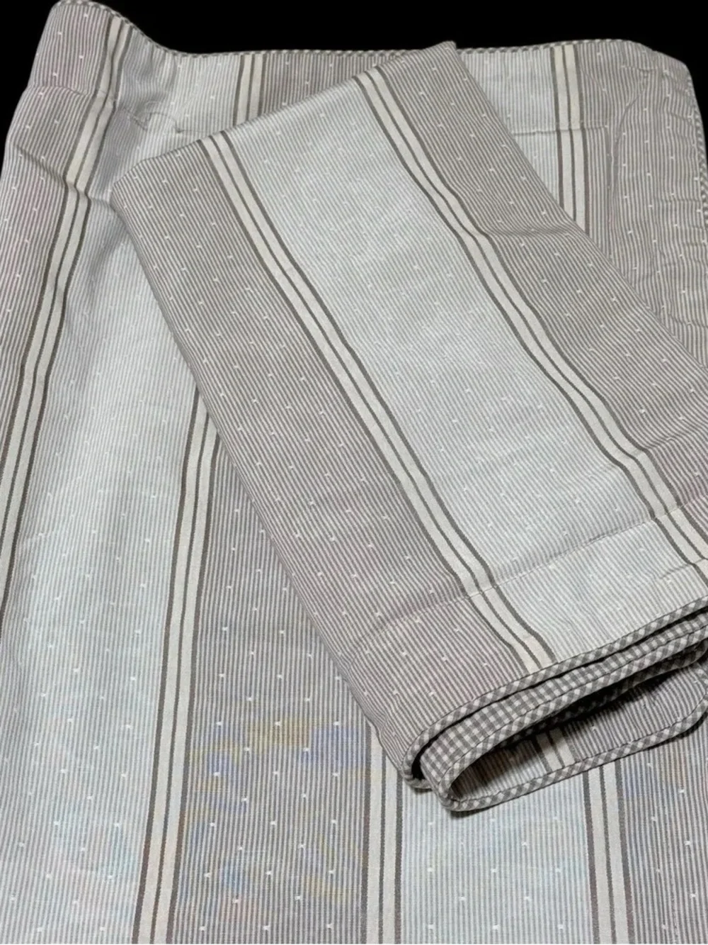 Striped Neutral Table Runner or Fabric - Taupe and Cream